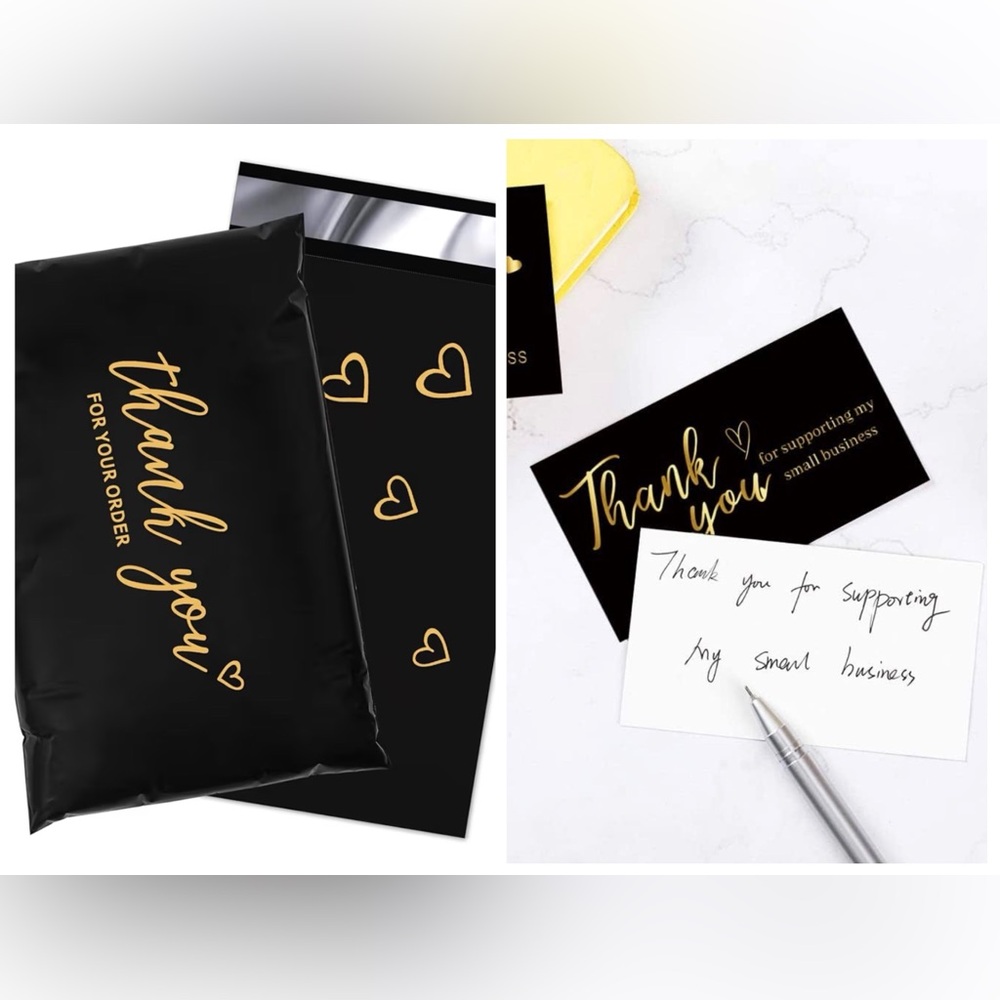 20 (6x9) Bags + 20 Thank You Cards- Gold Script